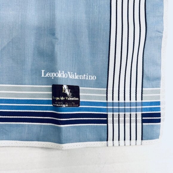 Set: 2 Valentino F Neckties Blue Striped +1 Valentino L Blue Handkerchief (60) - Picture 5 of 11